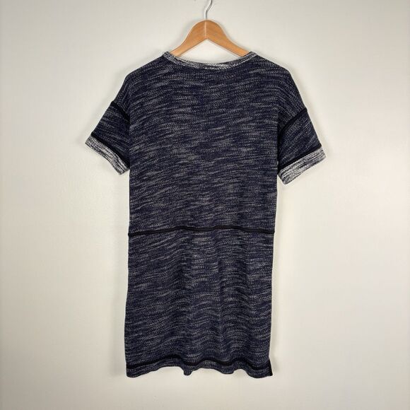 Madewell Style B1407 Marled Blue Short Sleeve Sweatshirt Dress Pockets Size S - Picture 6 of 7